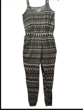 Harmony + Havoc Jumpsuit In Black and Cream Geo Design.